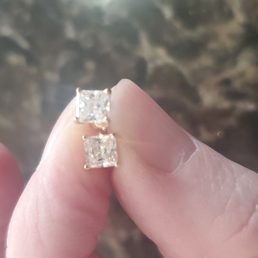 Diamonique princess cut stud earrings